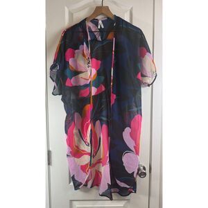 Truth NYC Women's Multicolor Kimono Sheer Polyester Floral Size S Small